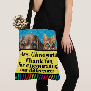 Bolso De Tela Tote de Maestros de Perro y Gato de Peeking - ¡Mir