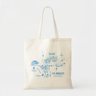 Bolso De Tela Tote de mapa ilustrado de Los Ángeles California