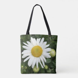 Bolso De Tela Tote de margarita blanca