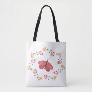 Bolso De Tela Tote de mariposa floral