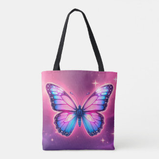 Bolso De Tela Tote de mariposa retro neón