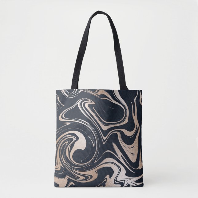 Bolso De Tela Tote de mármol negro/oro (Anverso)