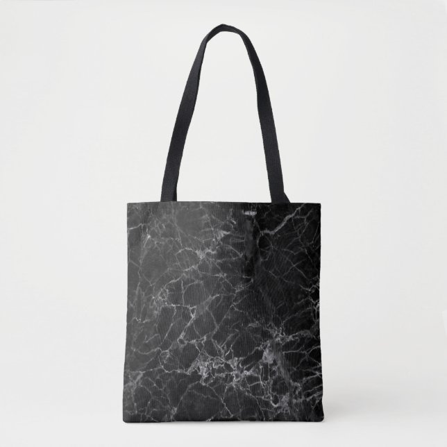 Bolso De Tela Tote de mármol negro resistente del diseño (Anverso)