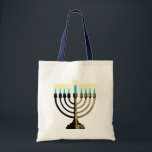 Bolso De Tela Tote de Menorah<br><div class="desc">Añada un resplandor caliente a su día de fiesta schlepping.</div>