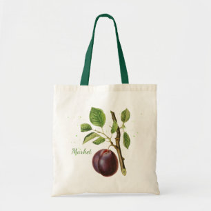 Bolso De Tela Tote de mercado reutilizable de ciruelas botánicas