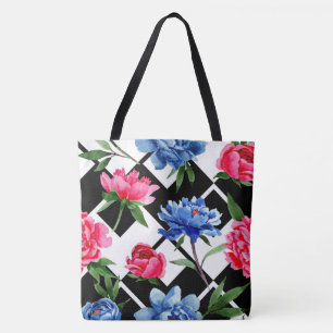 Bolso De Tela Tote de moda azul floral acuático