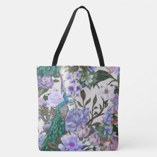Bolso De Tela Tote de Moda de Belleza Floral Peacock