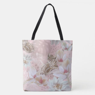 Bolso De Tela Tote de moda del patrón de leopardo floral rosa