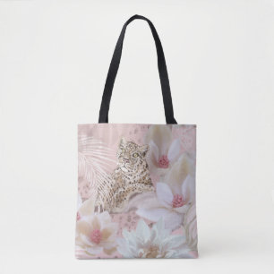 Bolso De Tela Tote de moda del patrón de leopardo floral rosa