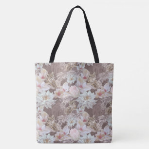 Bolso De Tela Tote de moda floral Taupe Leopard