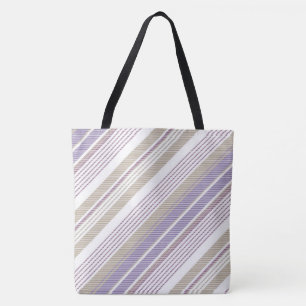 Bolso De Tela Tote de moda Lavender/Beige/Tan Stripe