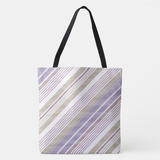 Bolso De Tela Tote de moda Lavender/Beige/Tan Stripe (Anverso)