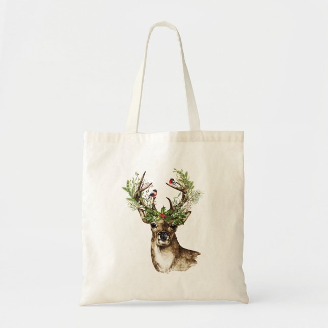 Bolso De Tela Tote de navidades con Navidades venados (Frente)