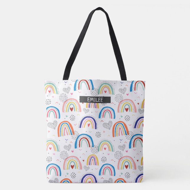 Bolso De Tela Tote de nombres completos del arcoiris personaliza (Anverso)