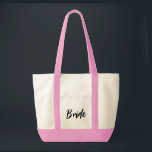 Bolso De Tela Tote de novia<br><div class="desc">La bolsa de tocador se muestra en rosa con texto especial de novia. Color del tote: natural/rosa</div>