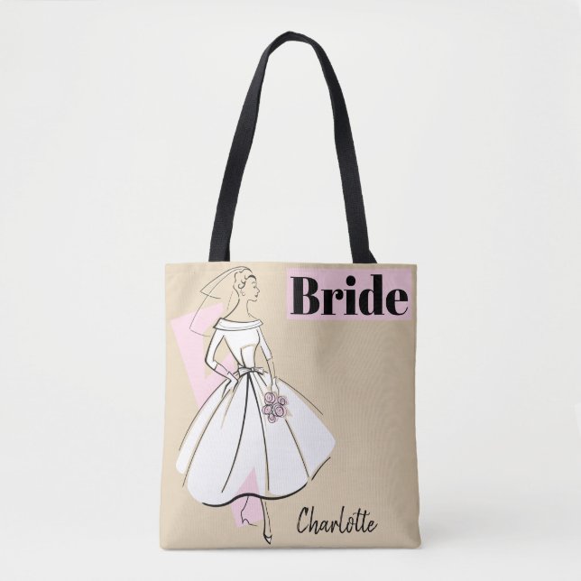 Bolso De Tela Tote de Novia Neutral de Moda (Anverso)