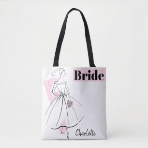 Bolso De Tela Tote de Novia Rosa de Moda