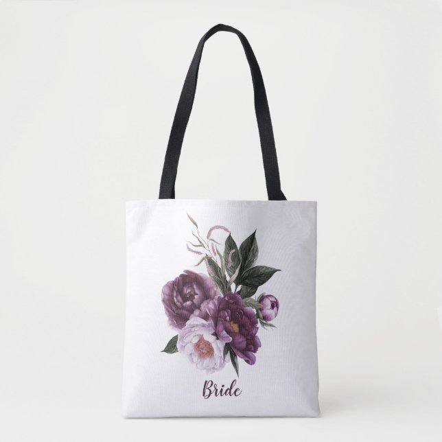 Bolso De Tela Tote de novias lúcido morado oscuro y cirujano (Anverso)