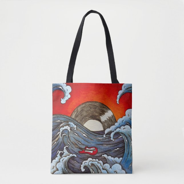 Bolso De Tela Tote de Olas Balanceándose (Anverso)