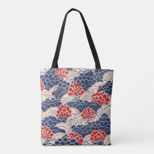 Bolso De Tela Tote de onda japonés tradicional