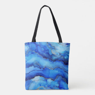 Bolso De Tela Tote de oro azul
