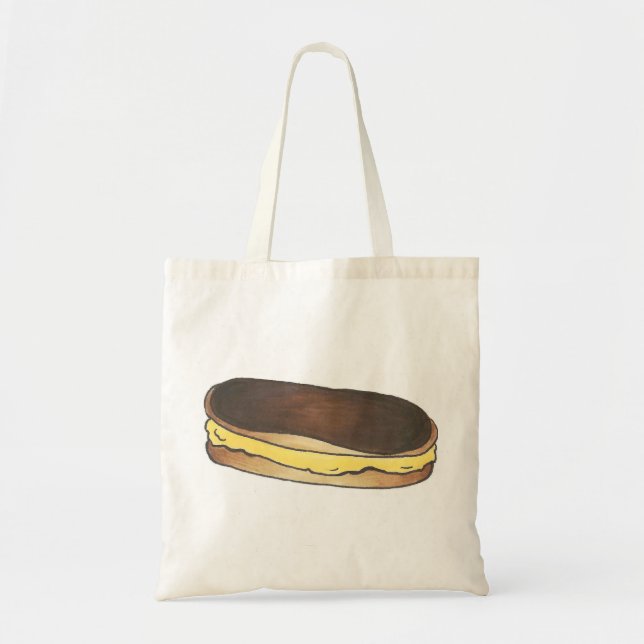 Bolso De Tela Tote de pastelería de chocolate Eclair Donut (Frente)