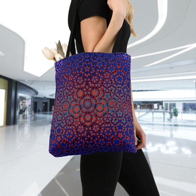 Bolso De Tela Tote De Patrón Azul Y Rojo Negrita (Subido por el creador)