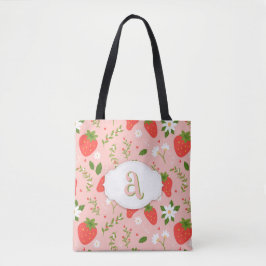 Bolso De Tela Tote de patrón de fresa suave