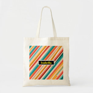 Bolso De Tela Tote de patrón retro rayado personalizado   Colori