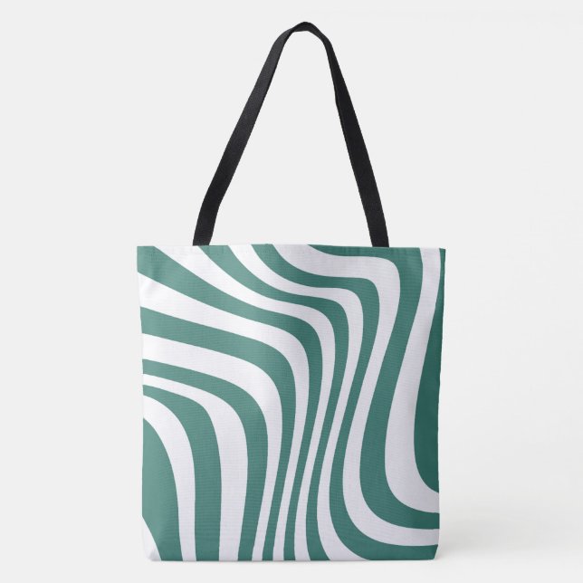 Bolso De Tela Tote de patrón verde y blanco (Anverso)