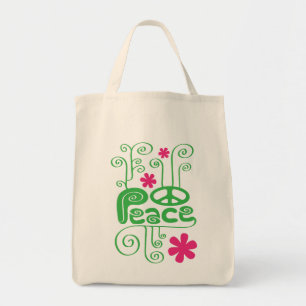 Bolso De Tela Tote de Paz de Green Swirls