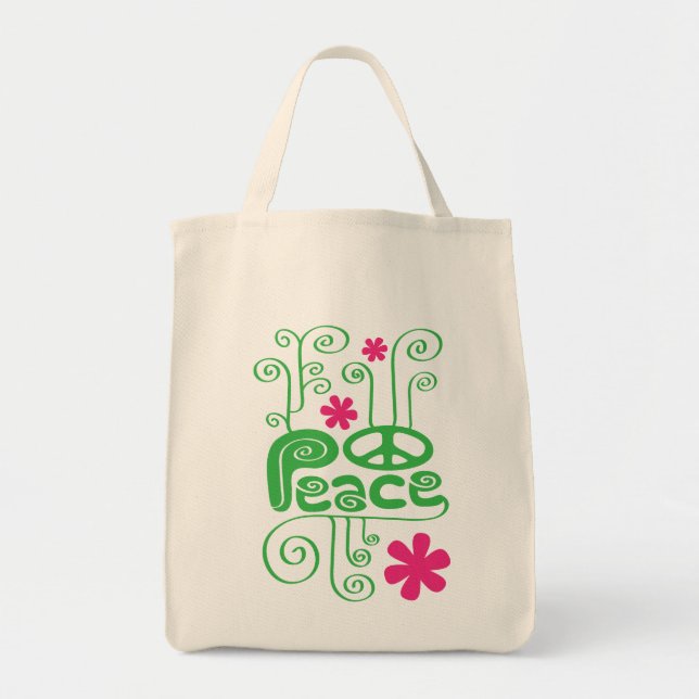 Bolso De Tela Tote de Paz de Green Swirls (Frente)
