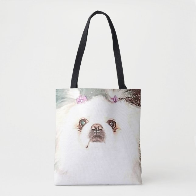 Bolso De Tela Tote de Perro Blanco Pekín (Anverso)