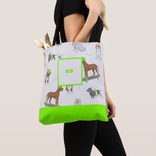 Bolso De Tela Tote de perro impreso en Allover personalizado