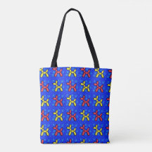Tote de perros globos en azul, rojo, amarillo y Ve