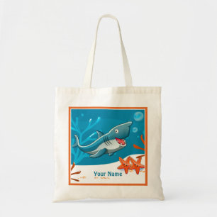 Bolso De Tela Tote de Personalizado acuático de tiburón dulce oc