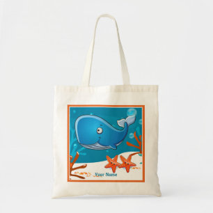 Bolso De Tela Tote de Personalizado de ballena dulce acuático o