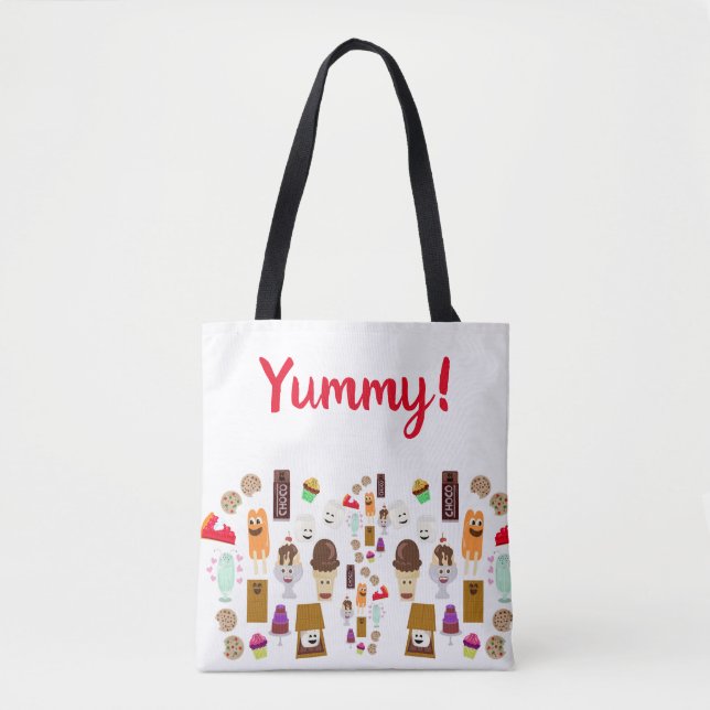 Bolso De Tela Tote de Personalizado de personajes de la comida d (Anverso)