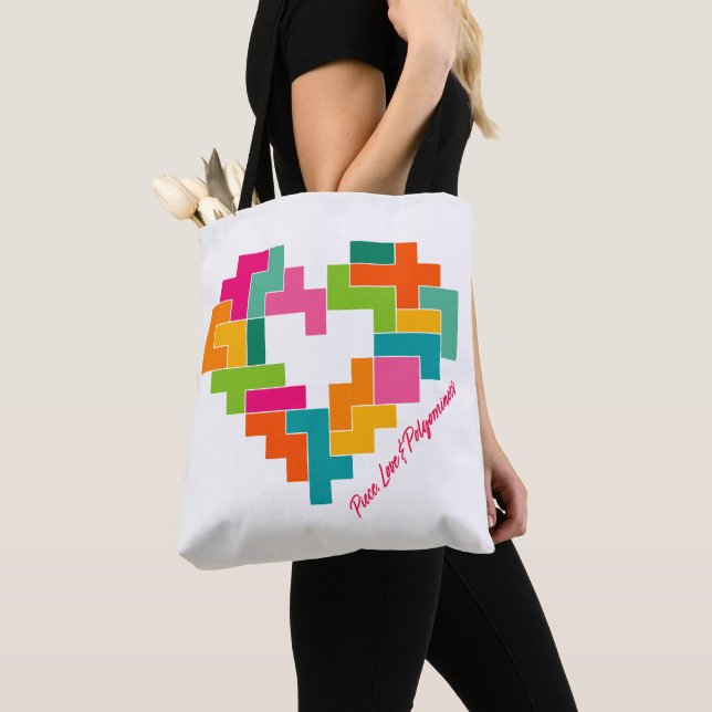 Bolso De Tela Tote de piezas, amor y poligominoas (Detalle)