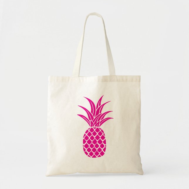 Bolso De Tela Tote de piña rosa brillante (Frente)
