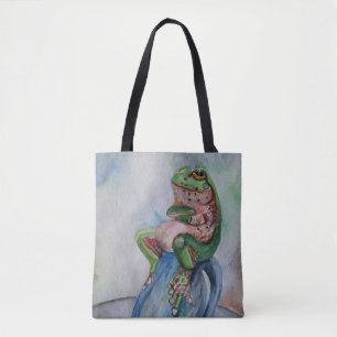 Bolso De Tela Tote de pintura de color de agua de rana