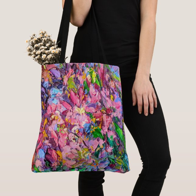 Bolso De Tela Tote de pintura floral - Ver atrás (Detalle)