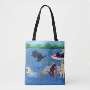 Bolso De Tela Tote de pintura Lake Fun Labradors