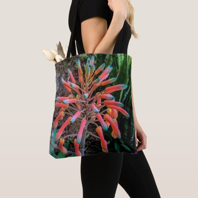 Bolso De Tela Tote de planta de aloe en floración (Detalle)