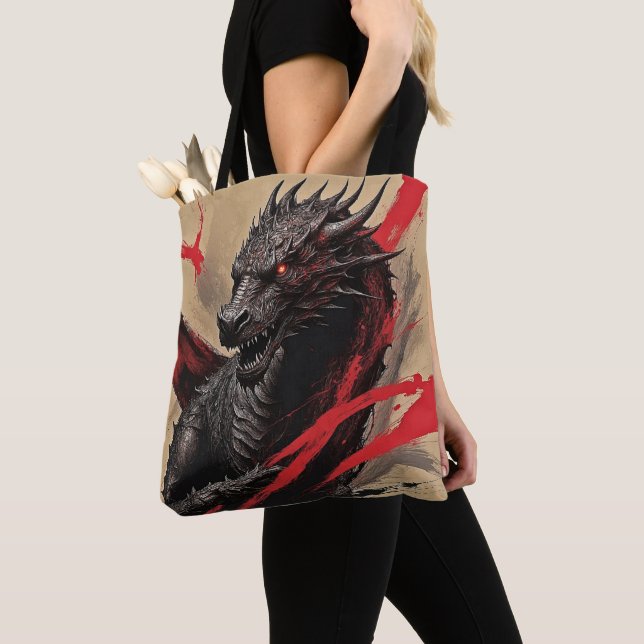 Bolso De Tela Tote de Poder Dragón Carmesí (Detalle)