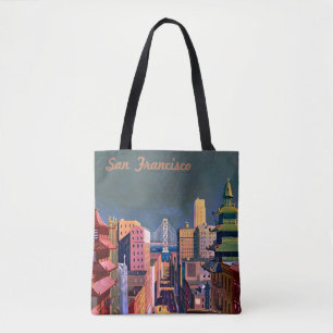 Bolso De Tela Tote de Poster de Viajes Vintage - San Francisco
