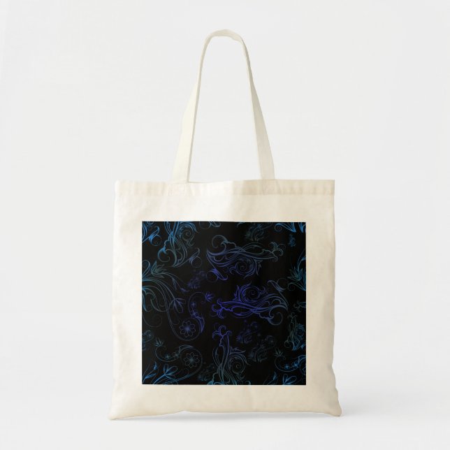 Bolso De Tela Tote de presupuesto azul floral (Frente)