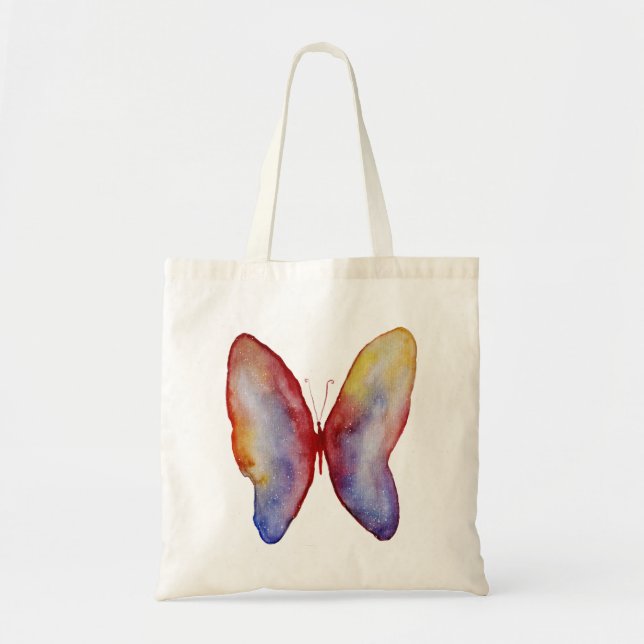 Bolso De Tela Tote de presupuesto de arte acuarela mariposa (Frente)