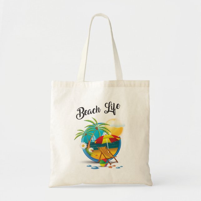 Bolso De Tela Tote de presupuesto de Beach Life (Frente)