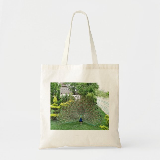 Bolso De Tela Tote de Presupuesto de Fotografía Jardín de Peacoc (Frente)